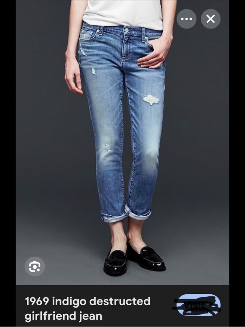 The Gap best girlfriend destructed jeans cropped indigo wash 10 / 30